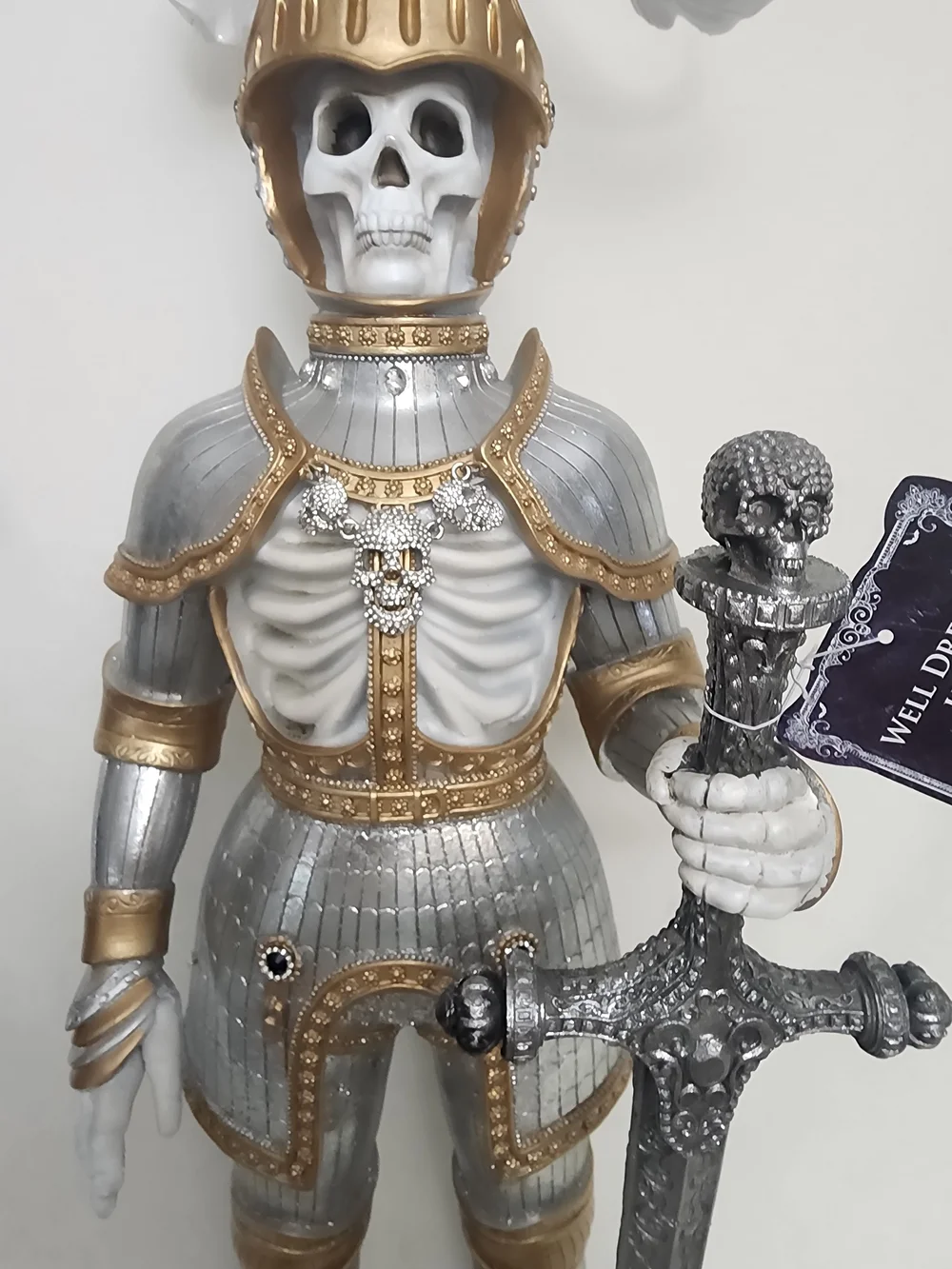Gold and Silver Skeletal Knight Figurine - Decorative Home Party Accent 29